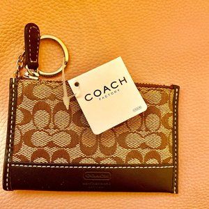 NWT COACH Mini Skinny Id Case Signature Canvas